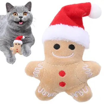  Имбирная игрушка для кошек, портативная мягкая игрушка Kawaii, Рождественский Имбирный хлеб, плюшевые игрушки, легкие плюшевые игрушки для кошек с мяуканьем, игрушка для прорезывания зубов