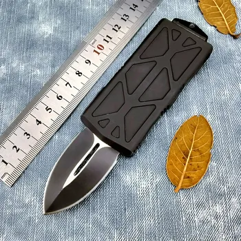  Мини-нож Micro 440C со стальным лезвием и ручкой из черного цинкового сплава, карман для инструментов EDC для кемпинга на открытом воздухе с зажимом для кошелька