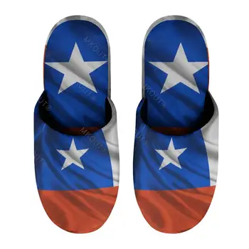  Флаг Чили (19) Теплые хлопчатобумажные тапочки для мужчин и женщин, нескользящая пушистая обувь на толстой мягкой подошве, домашние тапочки для мула