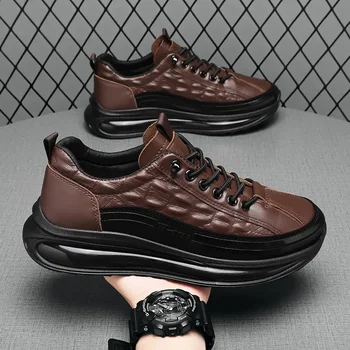  Мужская кожаная обувь в стиле ретро, мужские повседневные кроссовки из искусственной кожи, повседневная обувь с рисунком аллигатора, мужская обувь на платформе, мужская обувь
