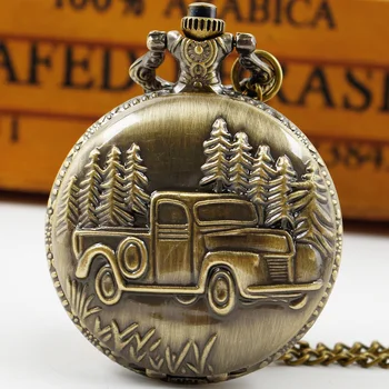  Антикварные бронзовые Маленькие автомобильные Кварцевые карманные часы, Женское ожерелье, цепочка Rtero fob, часы, подарки