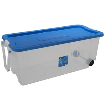  Пластиковый контейнер для хранения HART объемом 200 кварт с защелкивающейся крышкой на колесиках W. Потяните за ручку, прозрачный