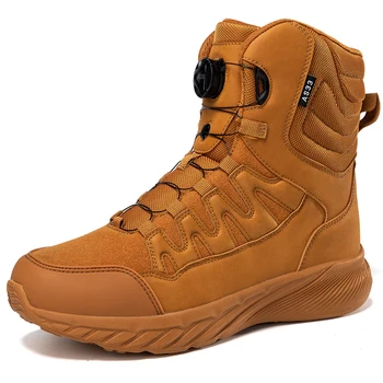  Мужские тактические ботинки для пустыни с вращающейся кнопкой, высококачественные военные ботинки, уличные боевые ботинки, износостойкие мужские зимние ботинки 2024 г.