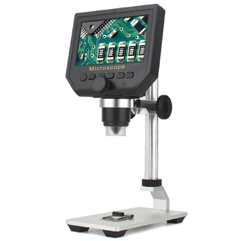  600-кратный цифровой микроскоп, электронный видеомикроскоп, 4,3-дюймовый HD ЖК-микроскоп для пайки, лупа для ремонта телефона + металлическая подставка