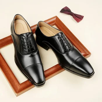  Новые Туфли-Оксфорды, Мужская Обувь Из Искусственной Кожи, Однотонные Модные Деловые Повседневные Классические Модельные туфли на шнуровке 