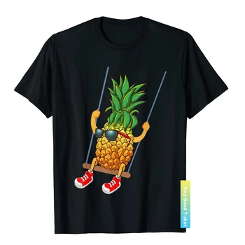  Забавная футболка с ананасовым свингером, преобладающая мужская футболка, Топы в простом стиле, Хлопковые винтажные