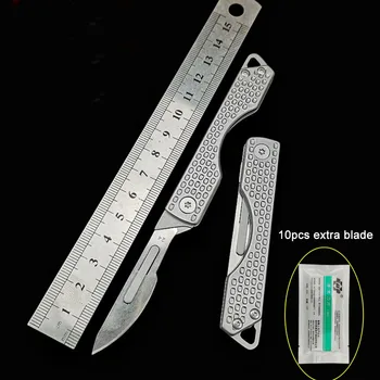  Мини-Карманный Универсальный Нож EDC С 10 Шт Сменных Лезвий Брелок Для Ключей Складной Резак Для Сейфа Ножи Для Открывания Небольших Упаковок