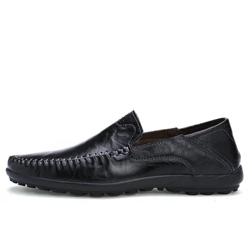  Мужская Повседневная Обувь Элитного Бренда 2020, Кожаные Мужские Лоферы, Мокасины, Дышащие Черные Туфли Для вождения без застежки, большие Размеры 37-46
