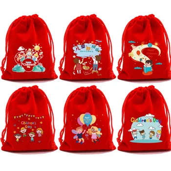  Прекрасный День защиты детей, тканевая сумка для упаковки детских закусок, изысканный мультяшный подарок для вечеринки, маленькая тканевая сумка для хранения конфет