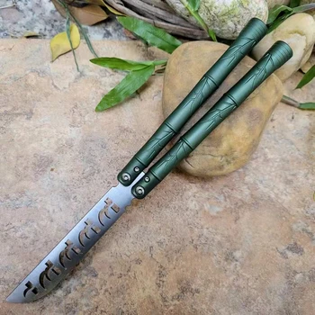  TheOne Bamboo Balisong 6061, Алюминиевая швеллерная ручка, Стальное лезвие D2, втулка для булавок Zen, нож-бабочка EDC, Наружный инструмент