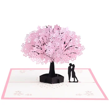  3D всплывающая открытка Вишневый цвет для весеннего Дня матери На любой случай включает конверт и бирку для заметок