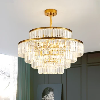  FSS Современная светодиодная роскошная Круглая люстра из золотистого хрусталя для гостиной, столовой, спальни Быстрая Доставка