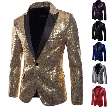  Мужское весенне-осеннее платье для выступлений 2023, золотой костюм с продолжением, мужской пиджак