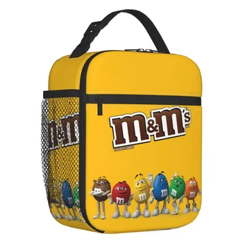  M & M's Chocolate Beans, изолированная сумка для ланча для пикника на открытом воздухе, мультяшные конфеты, шоколад, Герметичный термоохладитель, ланч-бокс для женщин