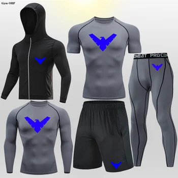  Мужской зимний комплект нижнего белья для бега, мужской спортивный костюм для тренажерного зала, компрессионный спортивный костюм для фитнеса, одежда для бега трусцой, тренировочная футболка