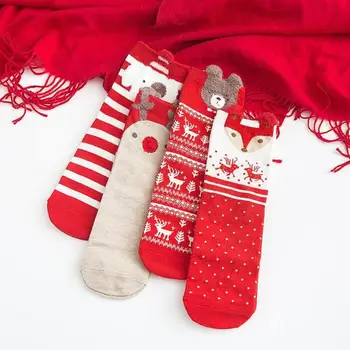  3 Стиля Осенне-зимних рождественских носков с красными героями мультфильмов, женские носки-трубочки, принадлежности для рождественского декора LX8402