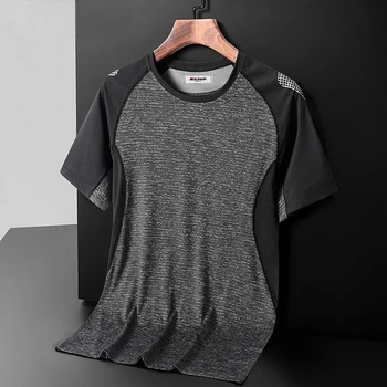 Мужская быстросохнущая футболка оверсайз 2023, летняя спортивная футболка для спортзала, мужская повседневная футболка с короткими рукавами, мужская футболка с принтом из ледяного шелка H31