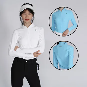  Golfist Осенние Женские Быстросохнущие рубашки для гольфа с воротником-молнией, Женская тонкая блузка для гольфа с длинным рукавом, Высокоэластичные Спортивные топы на открытом воздухе
