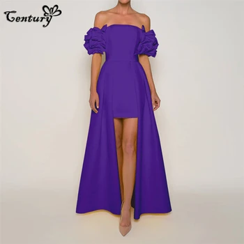  Фиолетовое платье для выпускного вечера, длинная съемная юбка с бантом, атласные вечерние платья с открытыми плечами, вечерняя одежда, Robe De Soiree Vestido Largo