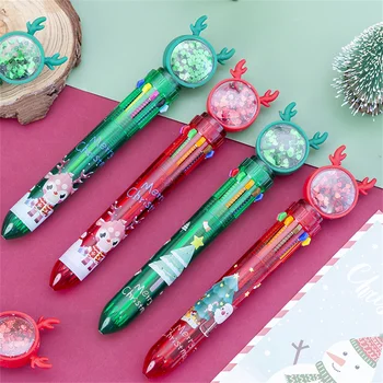  10-цветная шариковая ручка рождественского типа 0,5 мм, цветная ручка для письма, канцелярские принадлежности