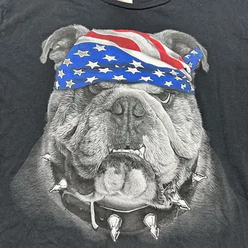  Футболка Bull Dog, размер XL, бандана с американским флагом, черный хлопок, патриотический дух