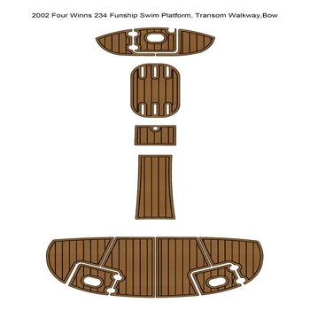  2002 Four Winns 234 Funship Платформа для плавания Носовая площадка Лодка EVA Пенопласт Коврик для пола из тикового дерева