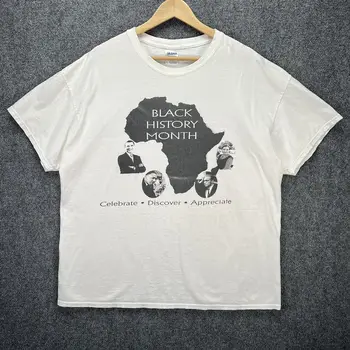  Винтажная черная футболка History Month Мужская Xl Белая футболка History Africa Celebration