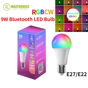  9 Вт Bluetooth Smart Светодиодные Лампы B22 / E27 RGBCW 5CH 7 Цветов с Затемнением с Голосовым Управлением По Телефону для Декора спальни и Гостиной