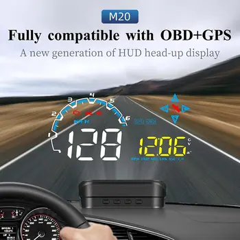  Автомобильный головной дисплей 2022 года, Спидометр OBD + GPS, сигнализация температуры воды, Радар для измерения скорости HUD, Автоматический предупреждающий прибор M20