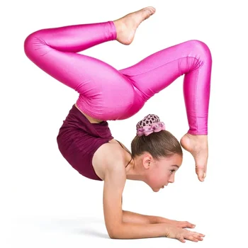  Pantalones de baile de bronceado brillante para niños, Leggings ajustados transpirables de alta elasticidad para 3-8 años, gimna