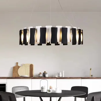  Современная минималистичная черно-белая светодиодная люстра в виде ключа для гостиной, столовой, Подвесной светильник для домашнего декора, Подвесной светильник для спальни