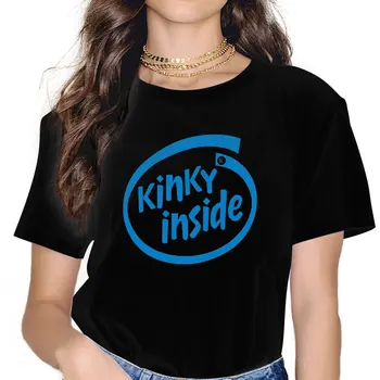  Женская футболка BDSM Kinky Inside, Женские топы из полиэстера, Забавные футболки Y2k с графическим рисунком, Женская футболка