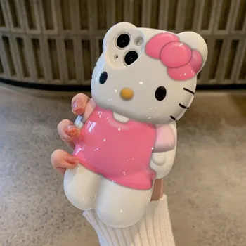  Sanrio Чехол Для телефона Hello Kitty iPhone 15 14 13 11 12 Pro Max Mini X XS Max 15 Plus Аниме Кукла Каваи Чехол Для Защиты От Столкновений