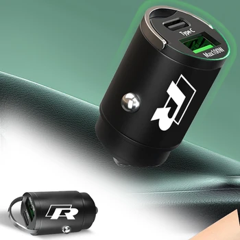  Автомобильное Зарядное Устройство USB Type C PD Адаптер Прикуривателя Для Телефона Быстрая Зарядка Для VW Scirocco Jetta Beetle Golf Passat Polo Tiguan