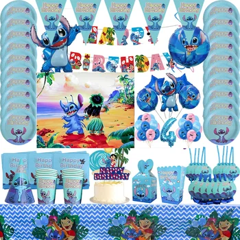  Украшения для дня рождения Disney Stitch, тема синего мультфильма 