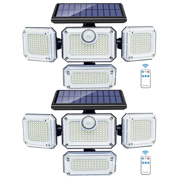  Солнечные фонари наружный датчик движения 333 светодиодных прожектора, наружные охранные фонари на солнечной энергии с 2 пультами дистанционного управления