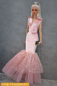  Розовое платье русалки/кружевное вечернее платье/ ручная работа 30 см кукольная одежда наряд для 1/6 Xinyi FR ST Куклы Барби/игрушки для девочек