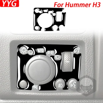  Для Hummer H3 2006-2010, Пианино, черный, переключатель фар, панель управления, Декоративная крышка, Аксессуары для украшения интерьера автомобиля, наклейка