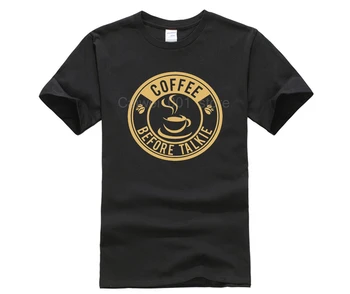  Крутая мужская футболка coffee before talkie 2 из 100% хлопка с круглым вырезом, черная хлопковая модная трендовая футболка 2020 года