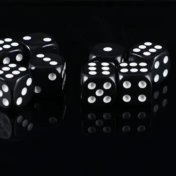  Забавные акриловые 16-миллиметровые черные шестигранные кубики KTV с круглым углом для игры в кубики