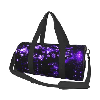  Фиолетовая спортивная сумка с бабочкой и цветком, мужские и женские сумки для плавания, большая красочная сумка для фитнеса, уличные сумки