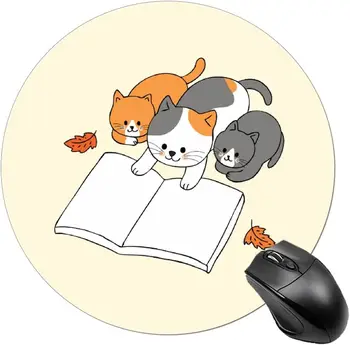  Милые Круглые Коврики Для мыши Cats Reading Book Семейный Рабочий Игровой Круг Коврик для Мыши для Портативного Компьютера PC (7.8x7.8x0.08 дюймов)