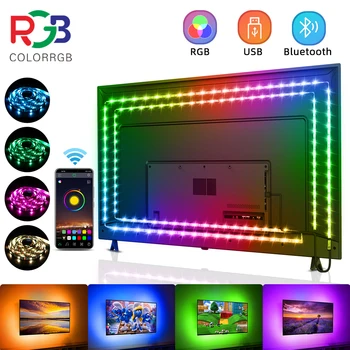  ColorRGB 5050 Светодиодная лента Bluetooth App 5V USB Светодиодная лента Гибкая лента Диодная лента для подсветки телевизора 16 миллионов цветов