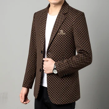  2023 Новая мужская корейская версия моды Деловой джентльмен Возглавил Британский стиль для отдыха Офис Тонкий свадебный Блейзер